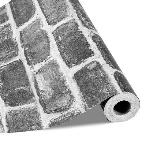 self-adhesive wallpaper 45 cm x 10 m gray brick waterproof for bedroom | EU
