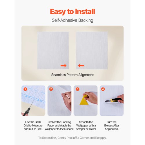 Self-adhesive wallpaper 45 cm x 10 m White wood grain Waterproof for desk | EU