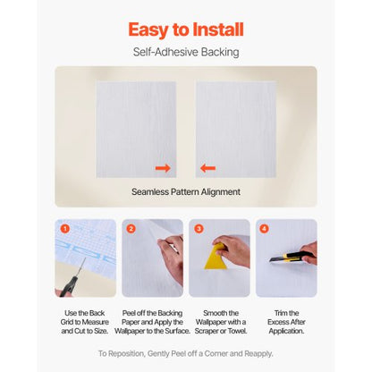 Self-adhesive wallpaper 45 cm x 10 m White wood grain Waterproof for desk | EU