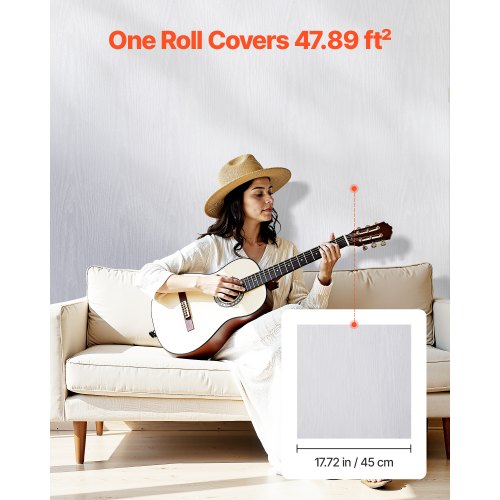 Self-adhesive wallpaper 45 cm x 10 m White wood grain Waterproof for desk | EU