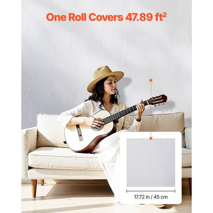 Self-adhesive wallpaper 45 cm x 10 m White wood grain Waterproof for desk | EU