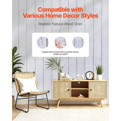 self-adhesive wallpaper 45 cm x 12 m white wood texture waterproof | EU