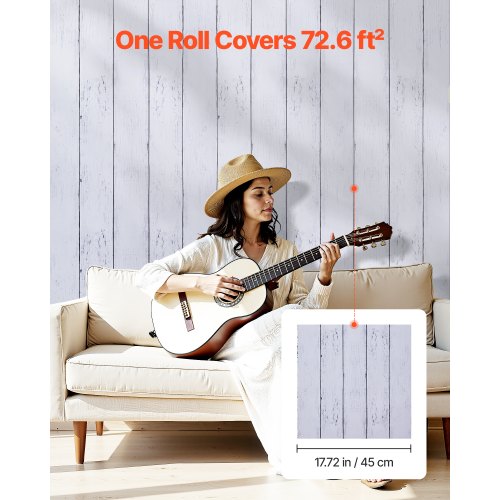 self-adhesive wallpaper 45 cm x 12 m white wood texture waterproof | EU