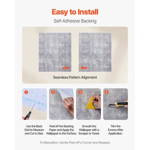 self-adhesive wallpaper 40 cm x 15 m dark gray industrial waterproof | EU