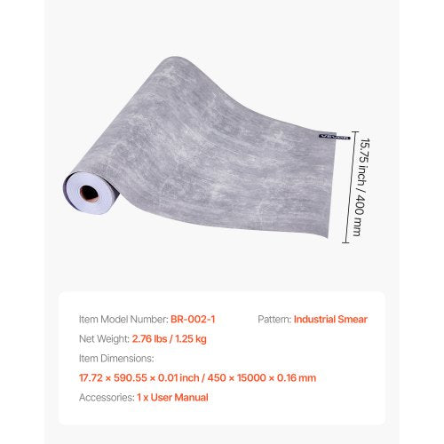 self-adhesive wallpaper 40 cm x 15 m dark gray industrial waterproof | EU