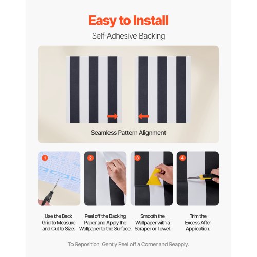 Self-adhesive wallpaper 45cm x 15m Black and White Geometric Waterproof | EU