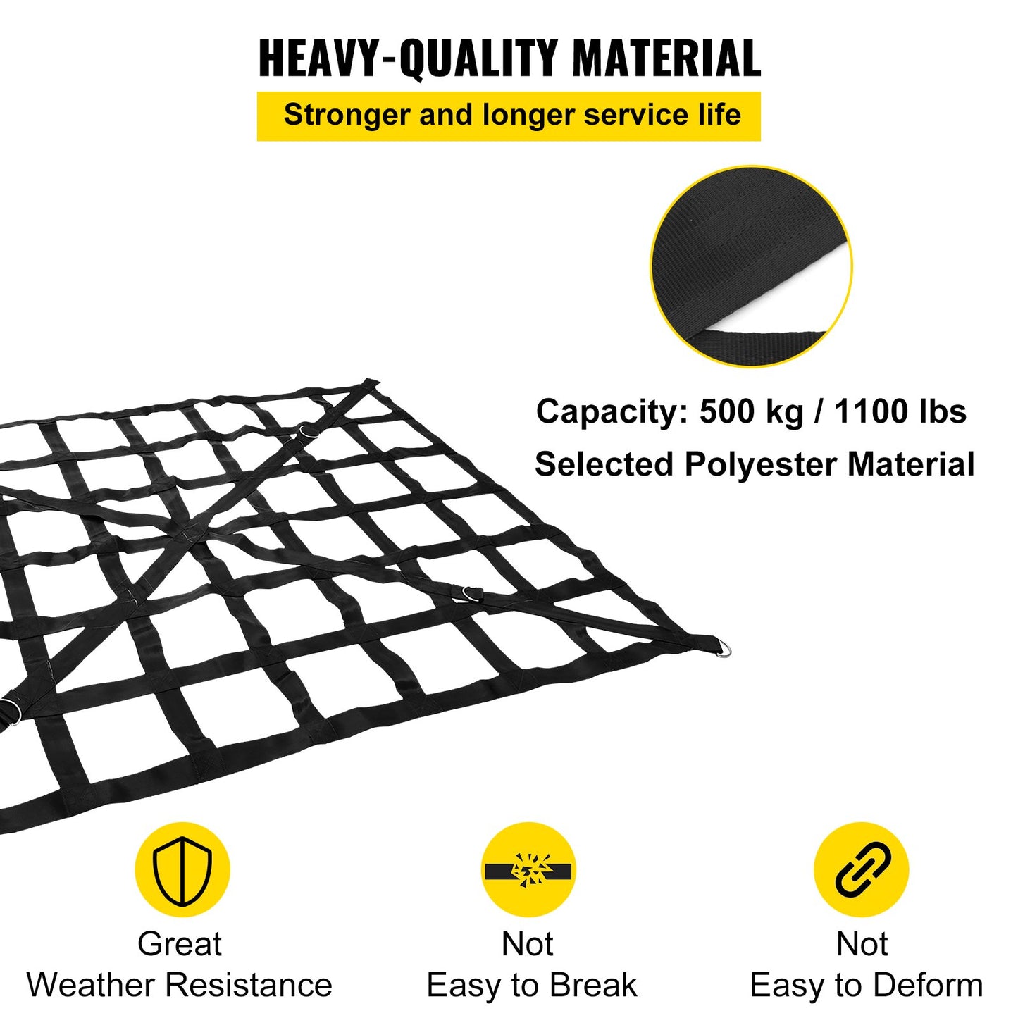 Truck Bed Cargo Net - Cross Strap Förstärkt Truck Cargo Net med D-Rings krok