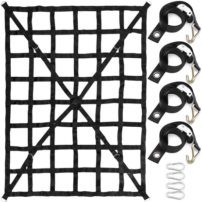 Truck Bed Cargo Net - Cross Strap Förstärkt Truck Cargo Net med D-Rings krok