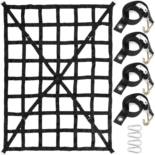 Truck Bed Cargo Net - Cross Strap Förstärkt Truck Cargo Net med D-Rings krok