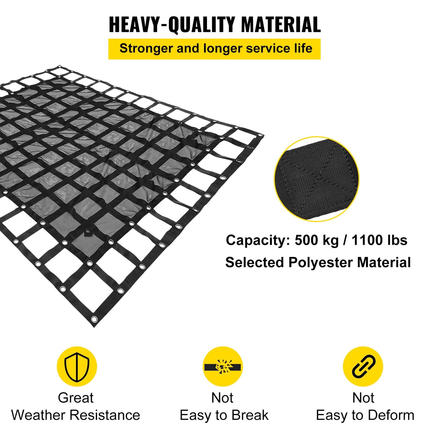 8' x 6.7' Truck Net Net with Cam Buckles and S-Hooks Pickup Bed 1100lbs