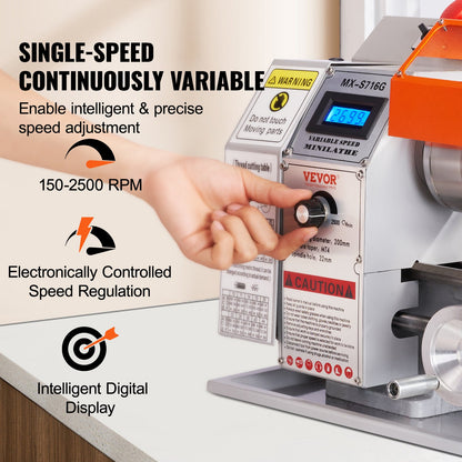 Mini Metal Lathe Machine, 7'' x 16'', 800W Precision Power Metal Lathe, 150-2500 RPM Continuously Variable Speed, with 3.9'' 3-Jaw Metal Chuck Toolbox for Machining Precision Parts
