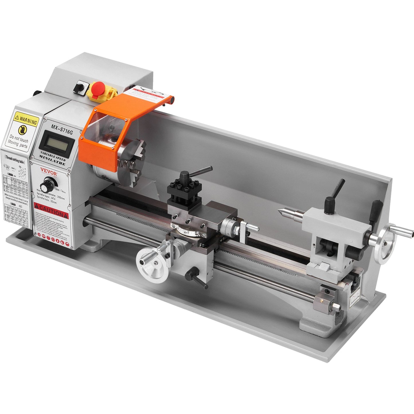 Mini Metal Lathe Machine, 7'' x 16'', 800W Precision Power Metal Lathe, 150-2500 RPM Continuously Variable Speed, with 3.9'' 3-Jaw Metal Chuck Toolbox for Machining Precision Parts