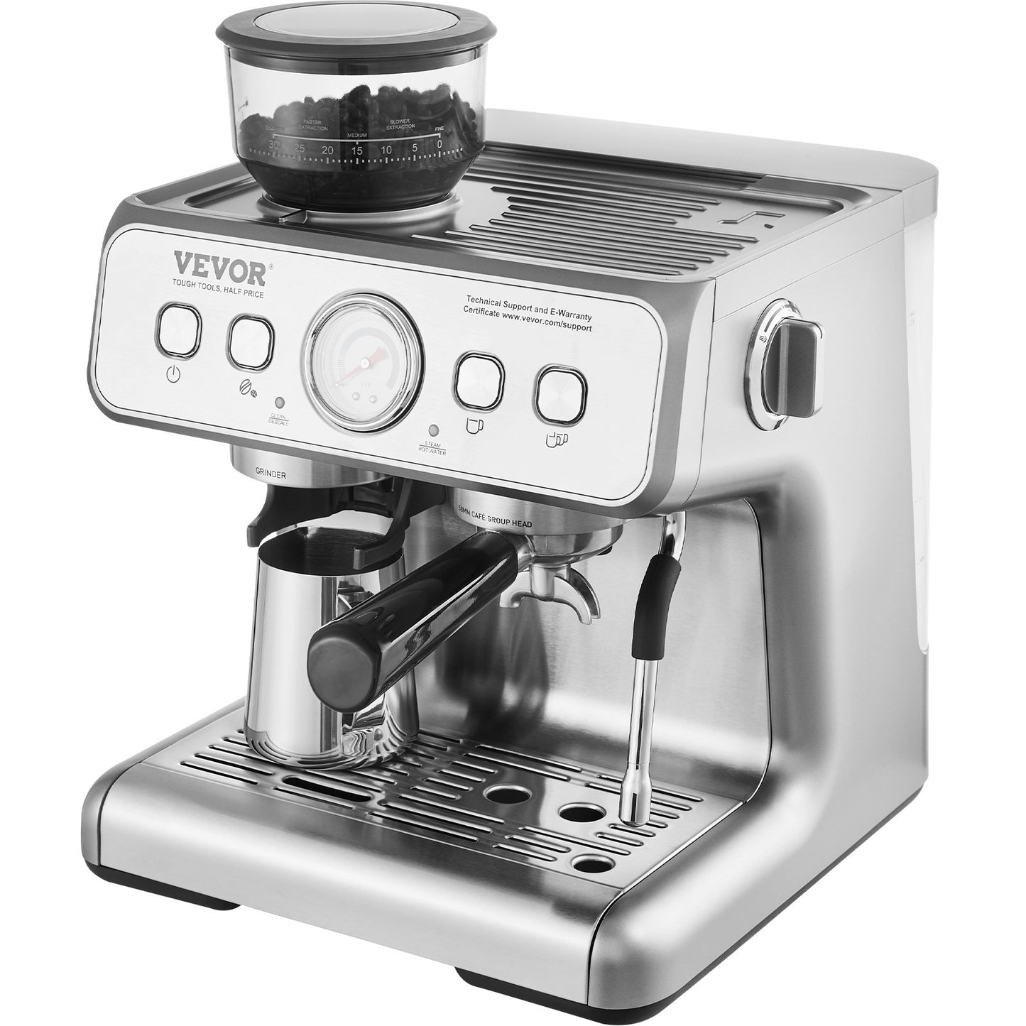 Espressomaschine mit Mahlwerk 15 bar halbautomatischer Espressokocher