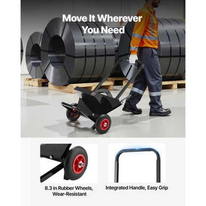 bandvagn, lämplig för stålbandsrullar med 600 mm kärnytterstorlek, kraftig bandningsdispenser med gummihjul, lämplig för fabrik, lager, lastområde |  EU