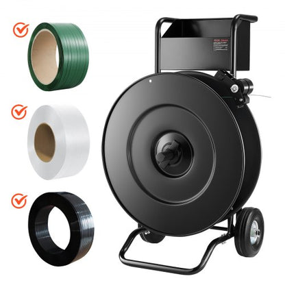 bandvagn, lämplig för PET/PP/stålbandningsrullar med kärnstorlek 20,3/40,6 cm, kraftig bandningsdispenser utrustad med uppgraderad trumbroms, inbyggt rymligt fack för verktyg |  EU