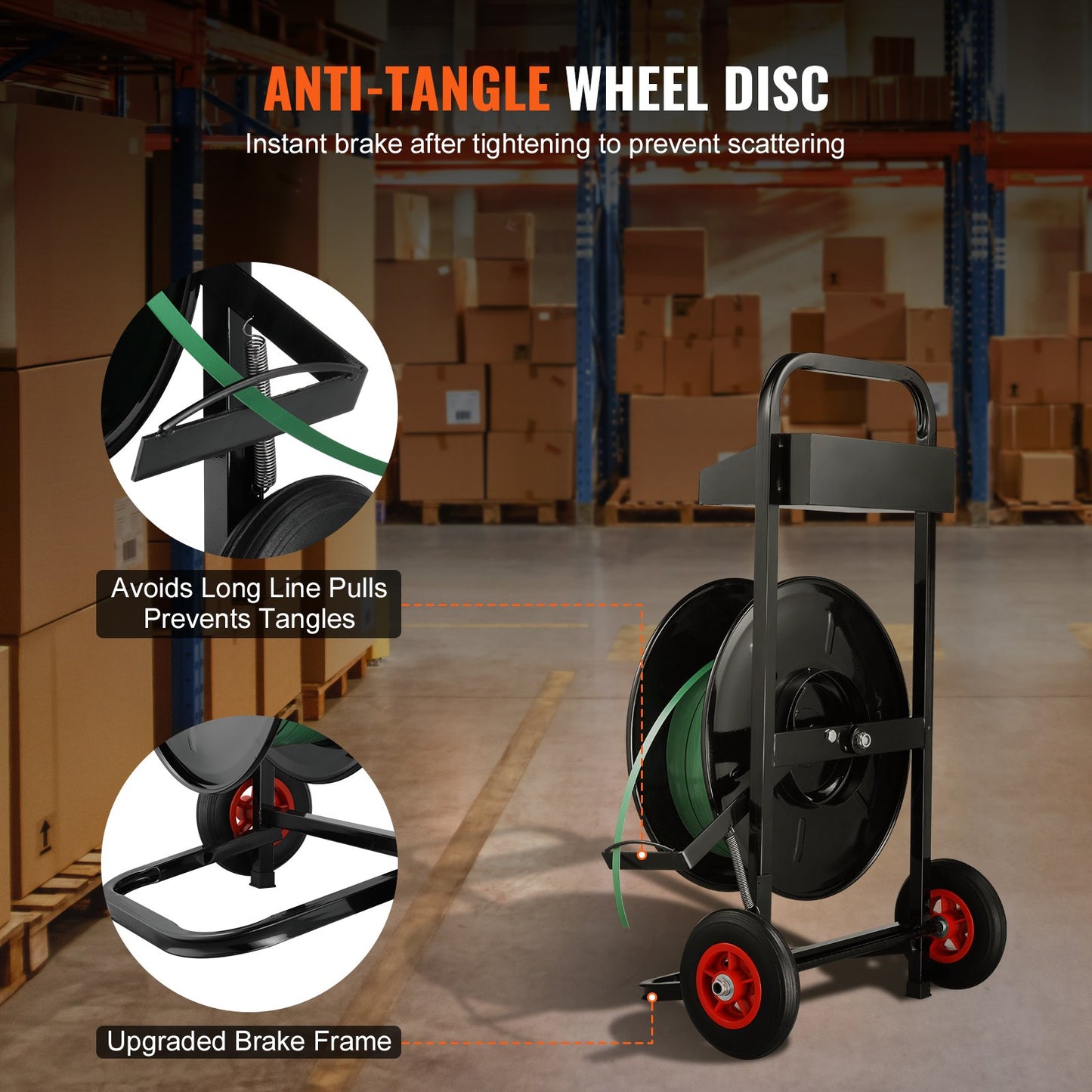 Bandningsdispenser Bandingvagn för PET/PP bandrulle 8" kärnstorlek