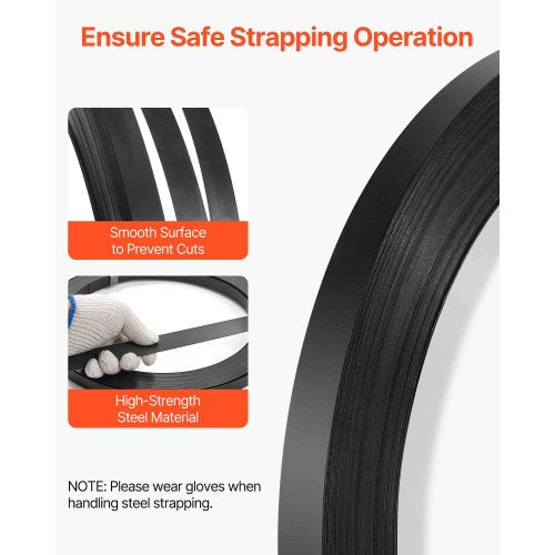 stålbandningsrulle, 19 mm x 0,55 mm x 91 m, metallbandningsrulle tål tuffa miljöer, 775,6 kg brottstyrka, kraftig bandningsrulle för pallpackning |  EU