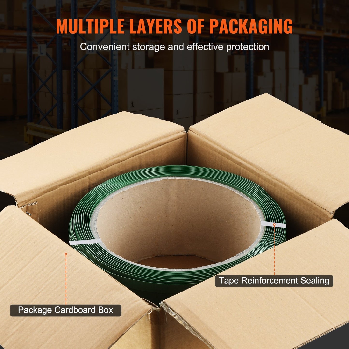 Förpackning Polyester PET-bandrulle 0,63" x 0,03" x 1000' bandingrem