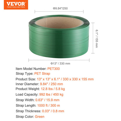 Förpackning Polyester PET-bandrulle 0,63" x 0,03" x 1000' bandingrem