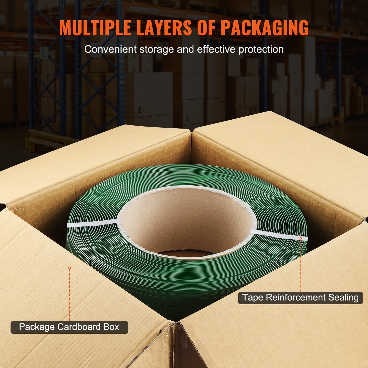 Förpackning Polyester PET-bandningsrulle 0,63" x 0,03" x 4000' bandingrem