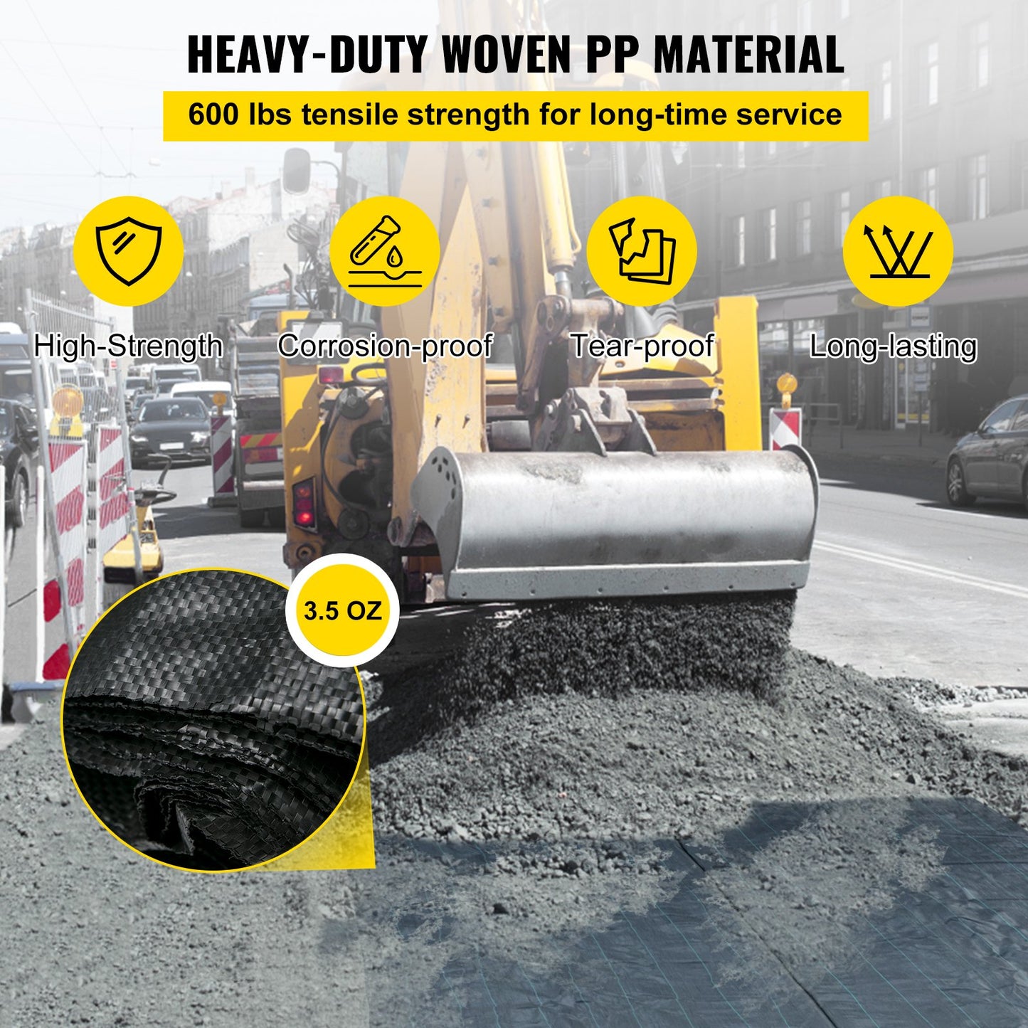 Geotextile Fabric Woven Driveway Fabric 12.5' x 50' Landscaping Fabric 3.5oz