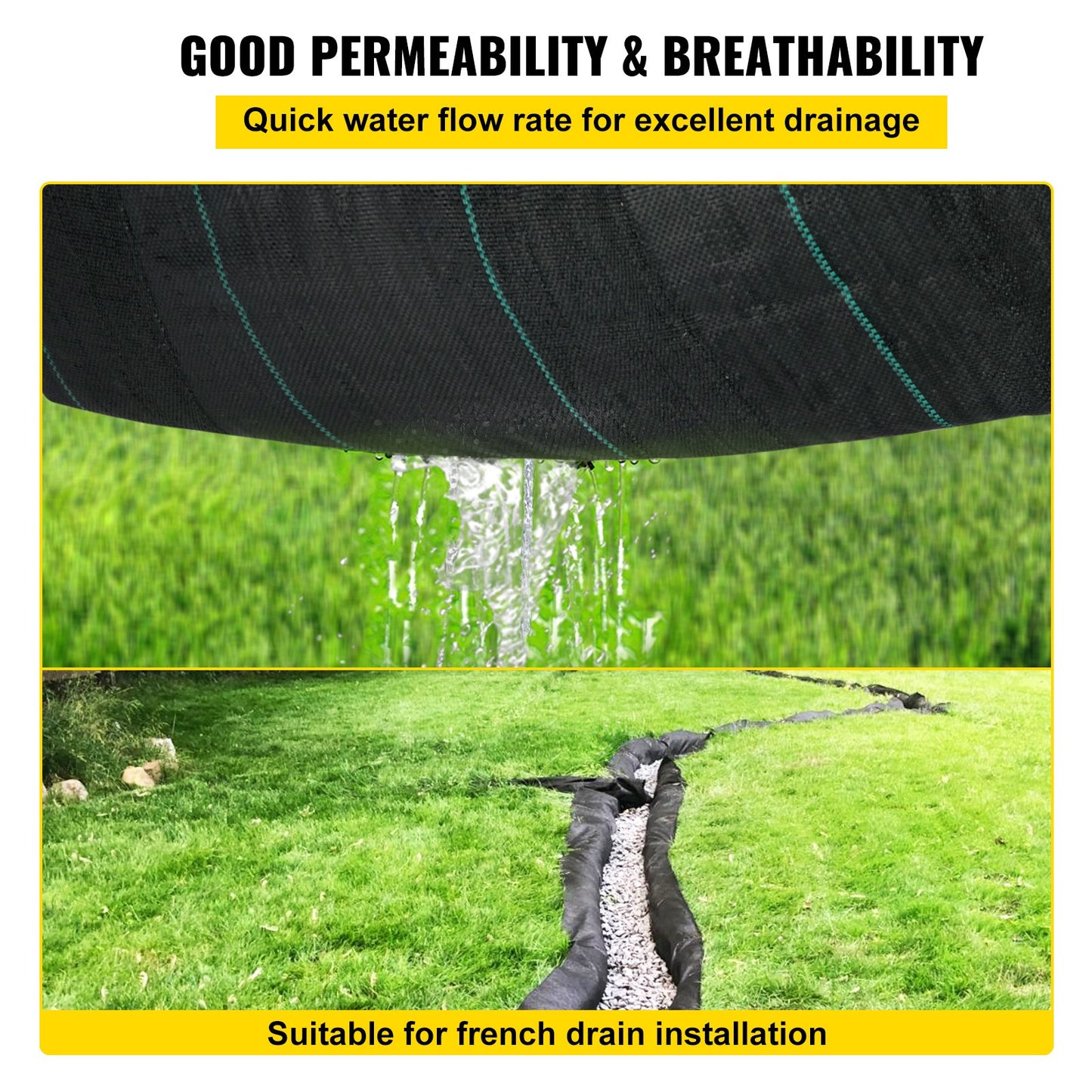 Geotextile Fabric Woven Driveway Fabric 12.5' x 50' Landscaping Fabric 3.5oz
