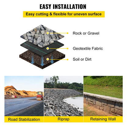 Geotextile Fabric Woven Driveway Fabric 12.5' x 50' Landscaping Fabric 3.5oz