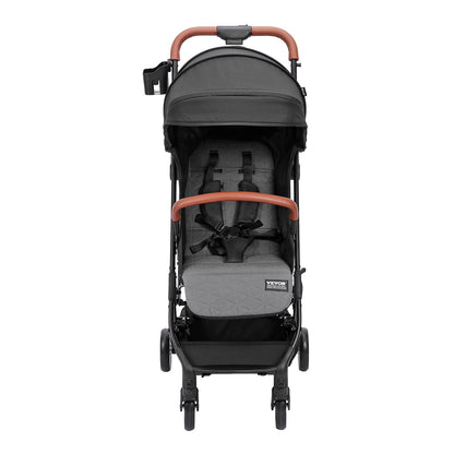 Standard-Kinderwagen, Kleinkinder-Kinderwagen mit 95°-175° verstellbarer Rückenlehne &amp; 0/90° verstellbarer Fußstütze &amp; Ein-Klick-Faltfunktion, Neugeborenen-Kinderwagen mit Getränkehalter und Tragetasche, Schwarz