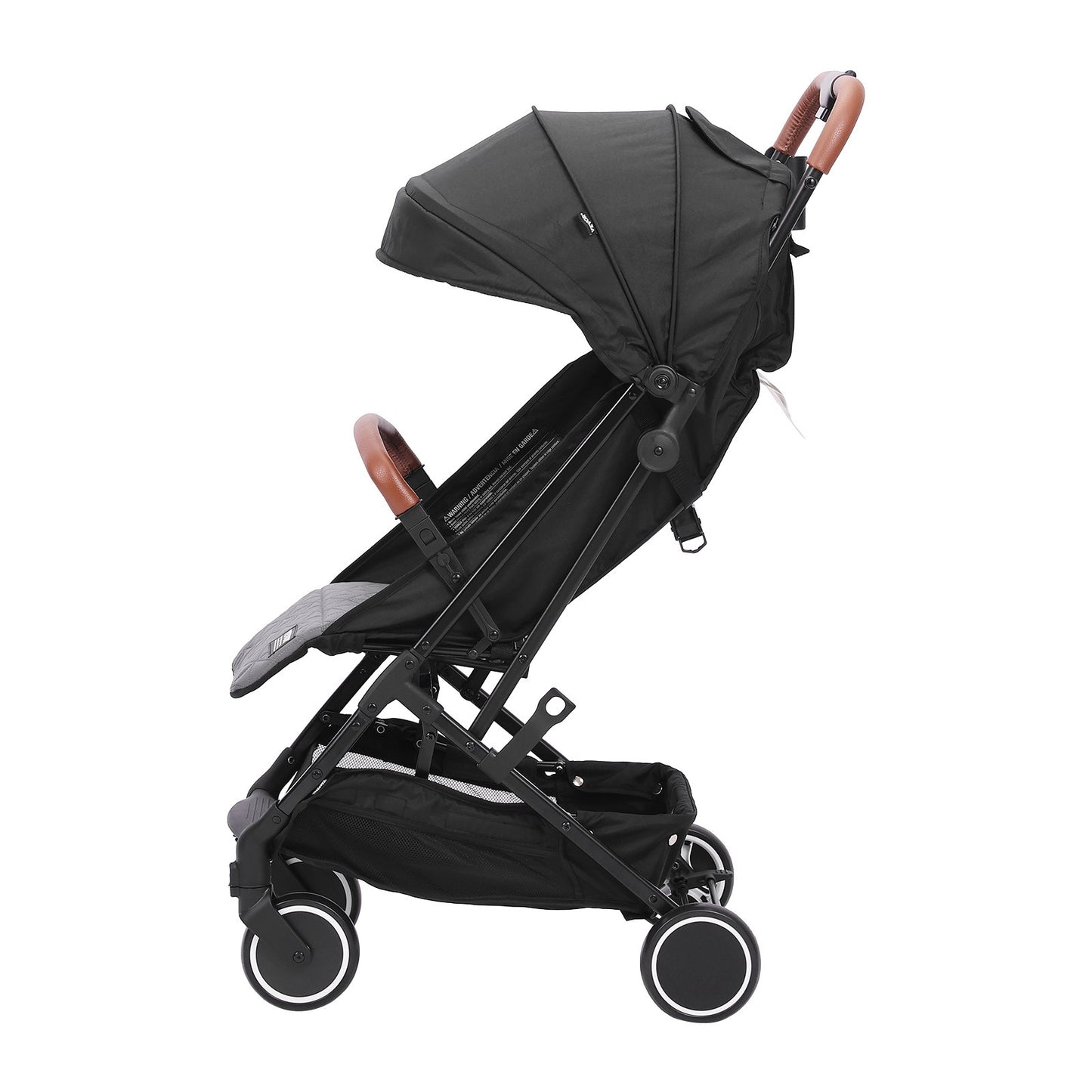 Standard-Kinderwagen, Kleinkinder-Kinderwagen mit 95°-175° verstellbarer Rückenlehne &amp; 0/90° verstellbarer Fußstütze &amp; Ein-Klick-Faltfunktion, Neugeborenen-Kinderwagen mit Getränkehalter und Tragetasche, Schwarz