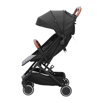 Standard-Kinderwagen, Kleinkinder-Kinderwagen mit 95°-175° verstellbarer Rückenlehne &amp; 0/90° verstellbarer Fußstütze &amp; Ein-Klick-Faltfunktion, Neugeborenen-Kinderwagen mit Getränkehalter und Tragetasche, Schwarz