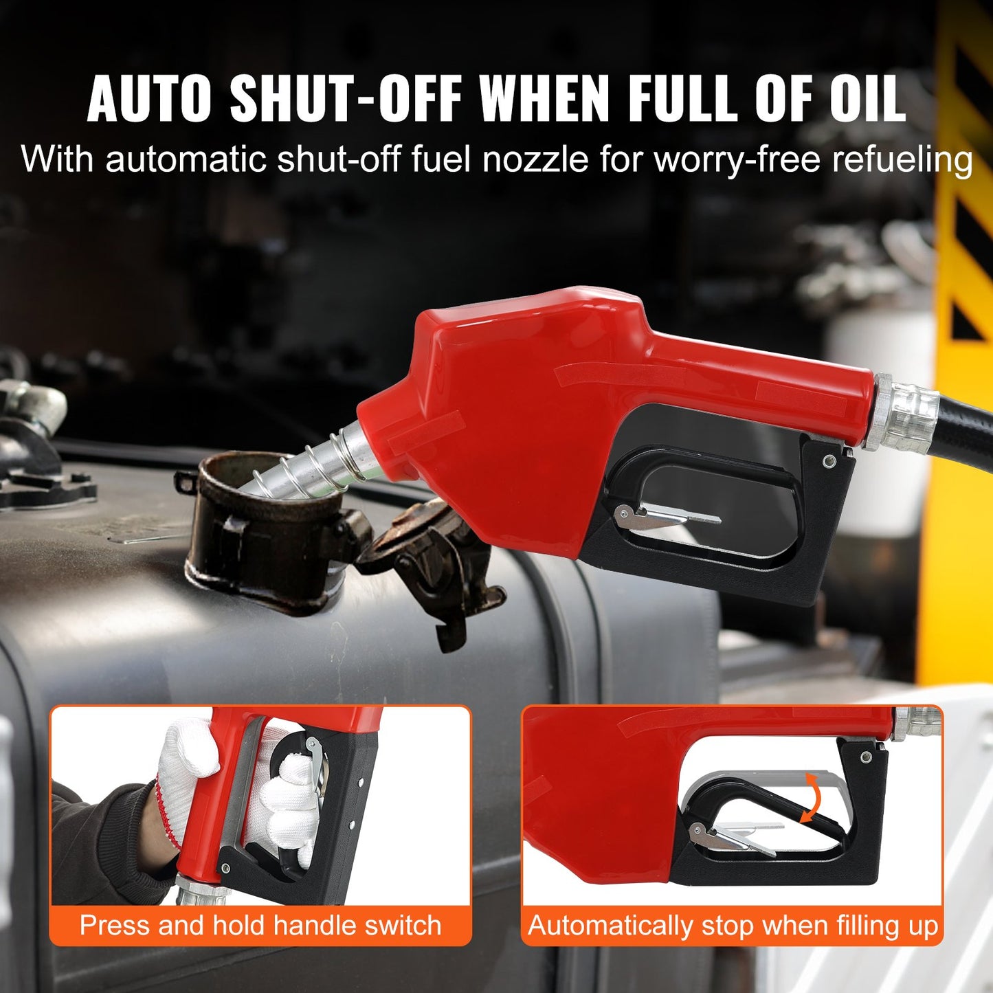 Kraftstoff-Transferpumpe, 12 V DC, 10 GPM, 26,2 ft Hub, tragbares elektrisches Diesel-Transferpumpen-Kit mit automatischer Abschaltdüse, Förder- und Saugschlauch für Diesel, Kerosin, Transformatoröl