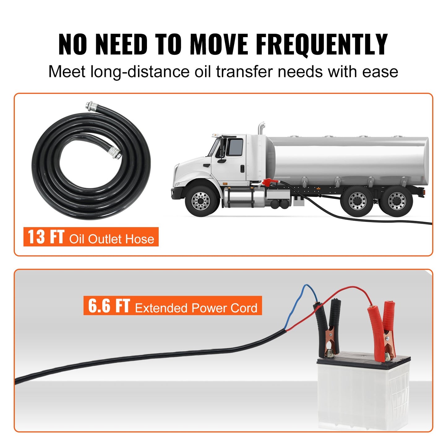 Kraftstoff-Transferpumpe, 12 V DC, 10 GPM, 26,2 ft Hub, tragbares elektrisches Diesel-Transferpumpen-Kit mit automatischer Abschaltdüse, Förder- und Saugschlauch für Diesel, Kerosin, Transformatoröl