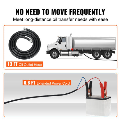 Kraftstoff-Transferpumpe, 12 V DC, 10 GPM, 26,2 ft Hub, tragbares elektrisches Diesel-Transferpumpen-Kit mit automatischer Abschaltdüse, Förder- und Saugschlauch für Diesel, Kerosin, Transformatoröl