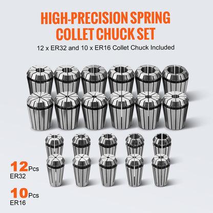 CAT40 Collet Holder ER 16/32 Collet Set, 35 pcs, SLN FMB ER16/32 APU Tool Holder Spring Steel Collet Chucks with 10 Draw Bolts and 3 Wrenches, for Milling Machine Drill Presses Drilling Machine