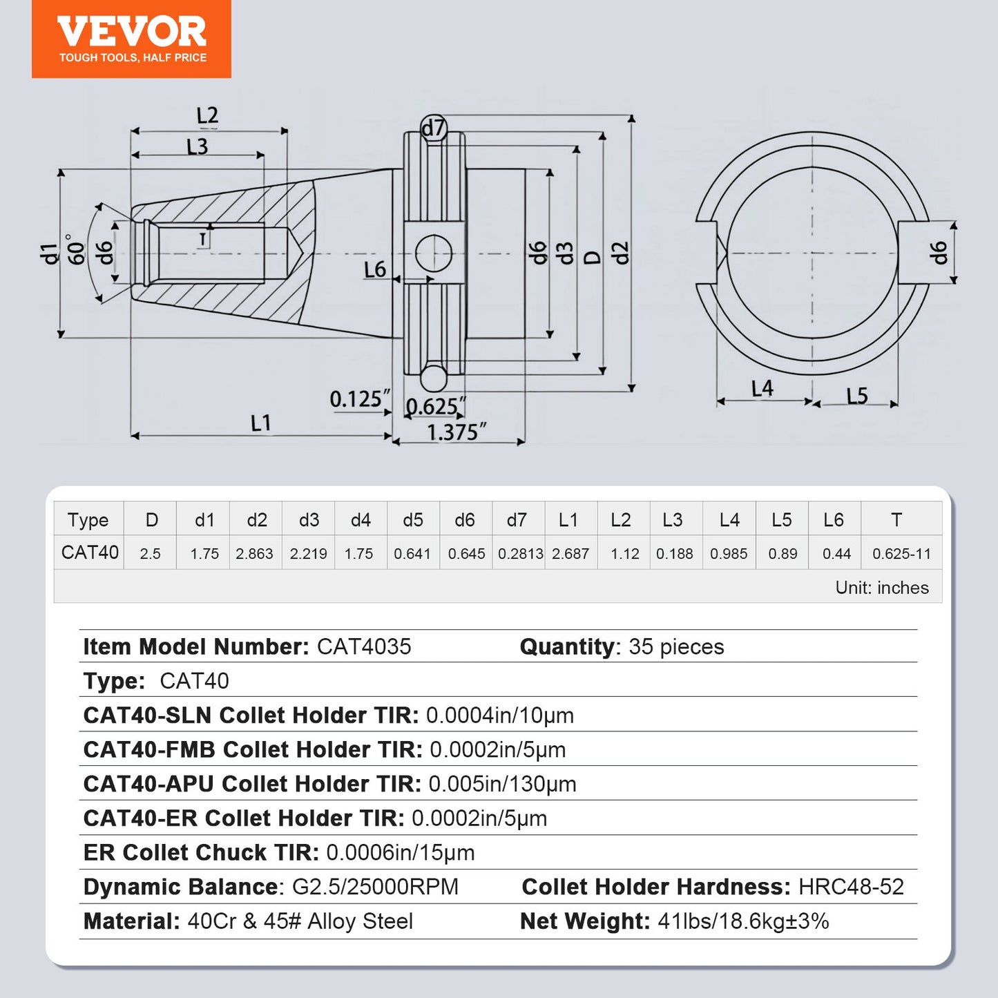 CAT40 Collet Holder ER 16/32 Collet Set, 35 pcs, SLN FMB ER16/32 APU Tool Holder Spring Steel Collet Chucks with 10 Draw Bolts and 3 Wrenches, for Milling Machine Drill Presses Drilling Machine
