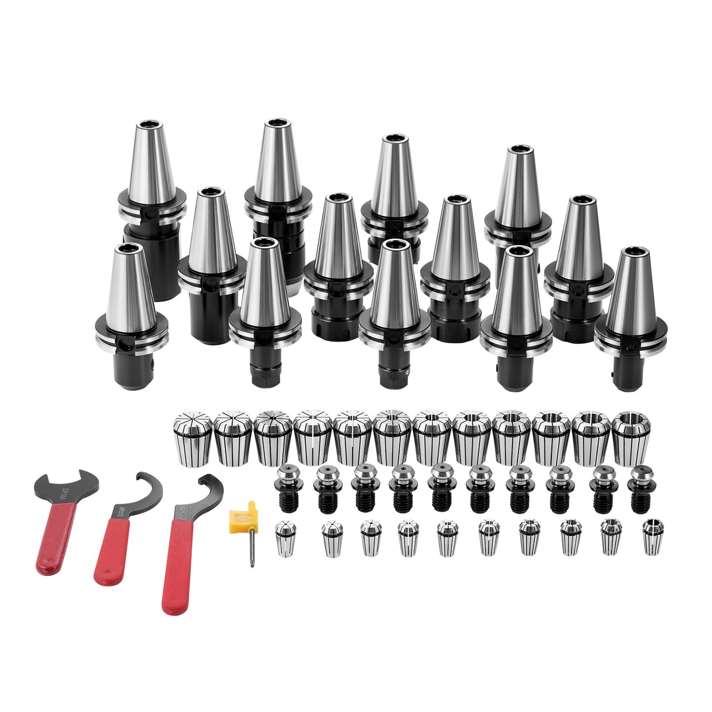 CAT40 Collet Holder ER 16/32 Collet Set, 35 pcs, SLN FMB ER16/32 APU Tool Holder Spring Steel Collet Chucks with 10 Draw Bolts and 3 Wrenches, for Milling Machine Drill Presses Drilling Machine