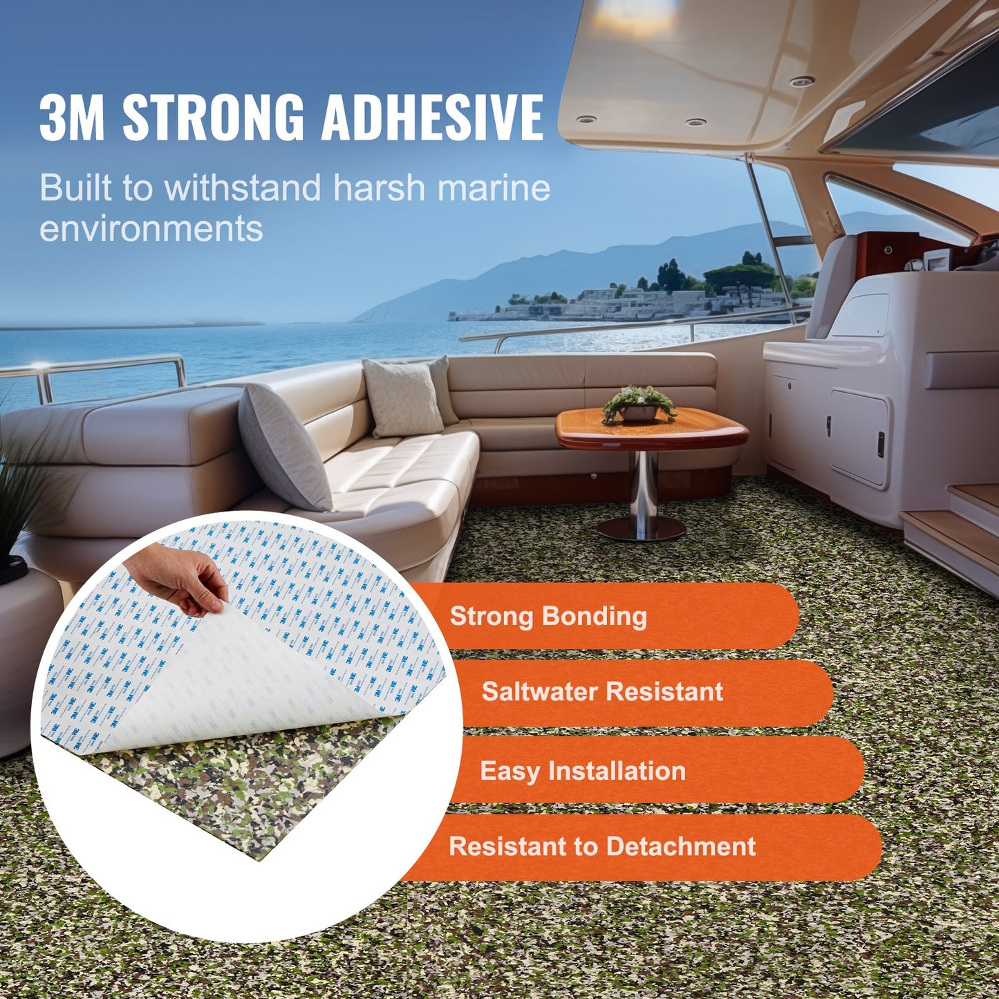 Boat Flooring, EVA Foam Boat Decking 94,5" x 23,6", halkfritt självhäftande golv, 31,1sq.ft 2 rullar marin matta för båtar, yacht, ponton, kajaktäck