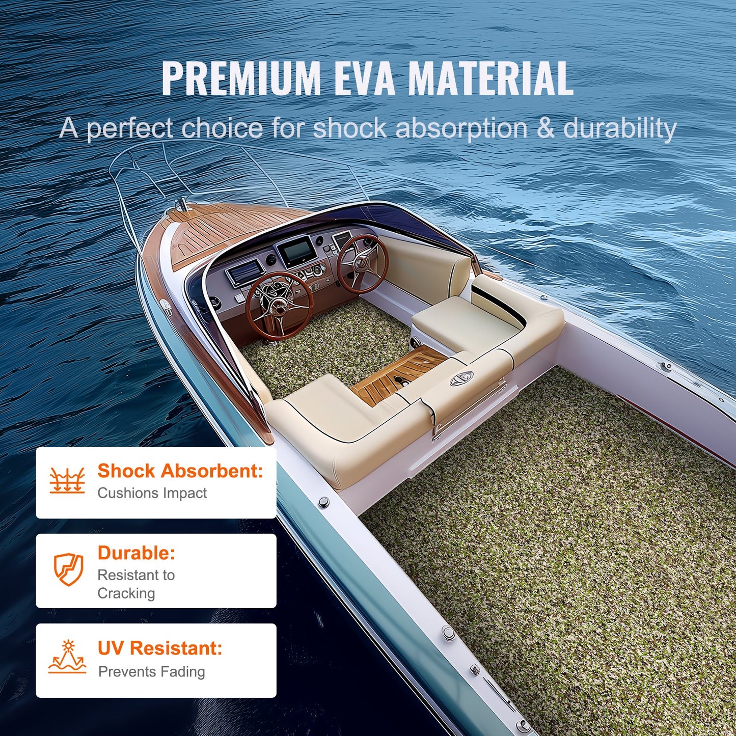 Boat Flooring, EVA Foam Boat Decking 94,5" x 23,6", halkfritt självhäftande golv, 31,1sq.ft 2 rullar marin matta för båtar, yacht, ponton, kajaktäck