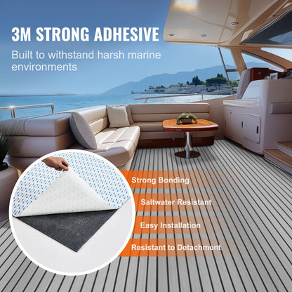 Boat Flooring, EVA Foam Boat Decking 94,5" x 45,7", halkfritt självhäftande golv, 29,9 kvm marinmatta för båtar, yacht, ponton, kajaktäck
