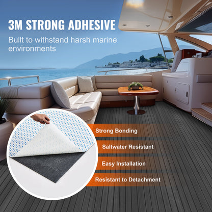 Boat Flooring, EVA Foam Boat Decking 94,5" x 23,6", halkfria självhäftande golv, 15,5 sq.ft marinmatta för båtar, yacht, ponton, kajaktäck