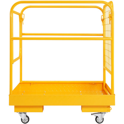 Sicherheitskäfig für Gabelstapler, Tragkraft 1200 lbs, 36 x 36 Zoll, faltbare Arbeitsplattform für Gabelstapler mit feststellbaren Schwenkrädern, Abflusslöchern und Antriebskette, bietet Platz für 1 bis 2 Erwachsene, perfekt für Arbeiten in der Luft