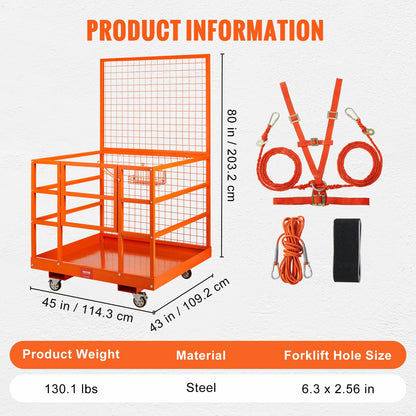 Sicherheitskäfig für Gabelstapler, Arbeitsplattform, 109,2 x 114,3 cm, 636,5 kg, mit Rädern für Luftfracht