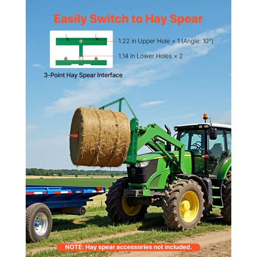 Kompaktlastarram, 1814 kg nominell lastkapacitet, 115 cm pallgaffelramfästen med 50,8 mm dragkrokfäste och spjuthylsor, passar för John Deere-lastare, snabbfäste, endast ram |  EU