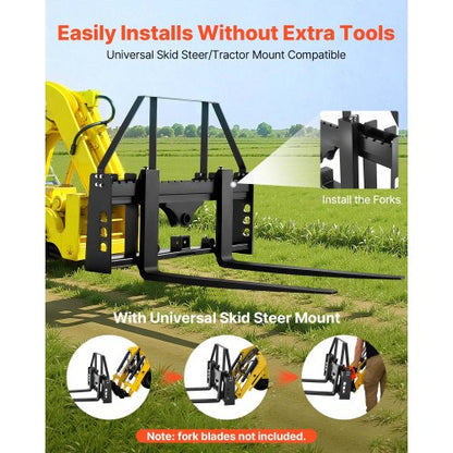 Komplett pallgaffelram, 1814 kg nominell kapacitet, 115 cm pallgaffelramfästen med 50,8 mm dragkrokfäste och spjuthylsor, passar för snabbkopplingstraktorlastare, endast ram |  EU