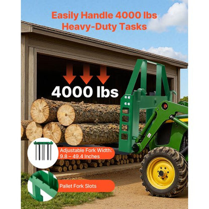 Kompaktlastade pallgafflar, 1814 kg nominell lastkapacitet, pallgaffelramfäste med 122 cm pallgafflar, 50,8 mm dragkrokfäste och spjuthylsor, passar för JD-traktorer |  EU
