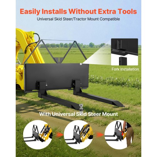 pallgaffelramfäste med 48-tums kompaktlastargafflar 2600 lbs |  EU