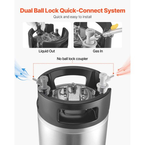 Corny Keg, 5 gallon kullåsfat, SUS304 kallbryggfat med dubbla gummihandtag och kraftig gummibotten, bryggutrustning för hembryggningsfest, 2 st |  EU