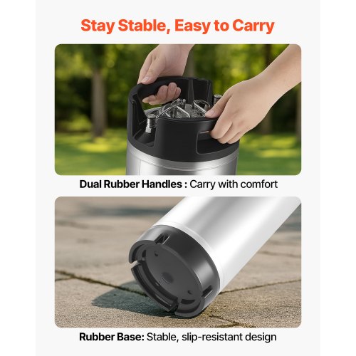 Corny Keg, 5 gallon kullåsfat, SUS304 kallbryggfat med dubbla gummihandtag och kraftig gummibotten, bryggutrustning för hembryggningsfest, 2 st |  EU