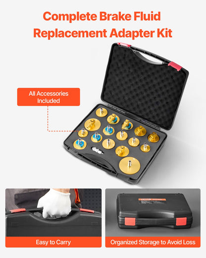 17 st Brake Master Bleeder Kit Brake Bleeder Adapter Set för de flesta fordon