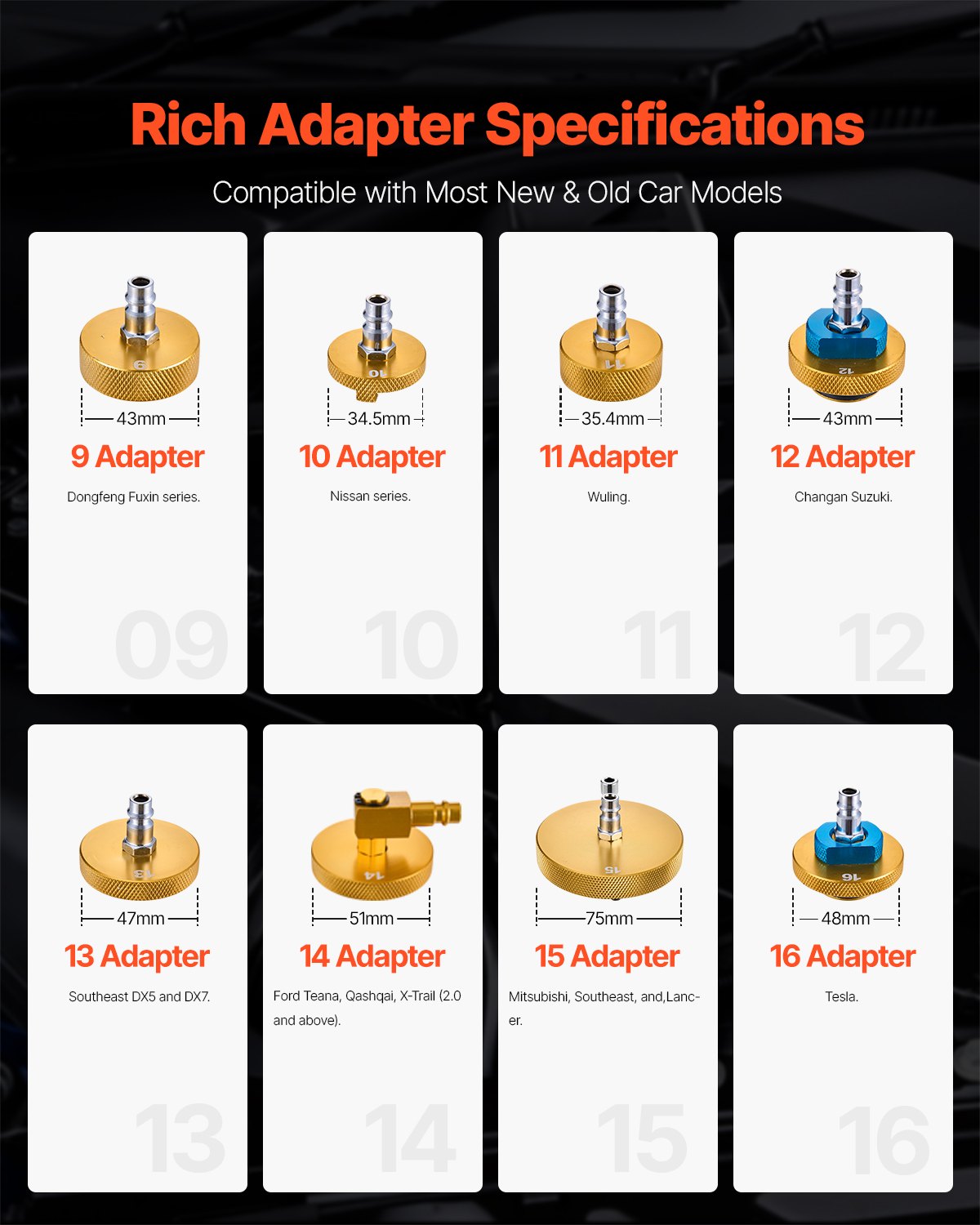 17 st Brake Master Bleeder Kit Brake Bleeder Adapter Set för de flesta fordon